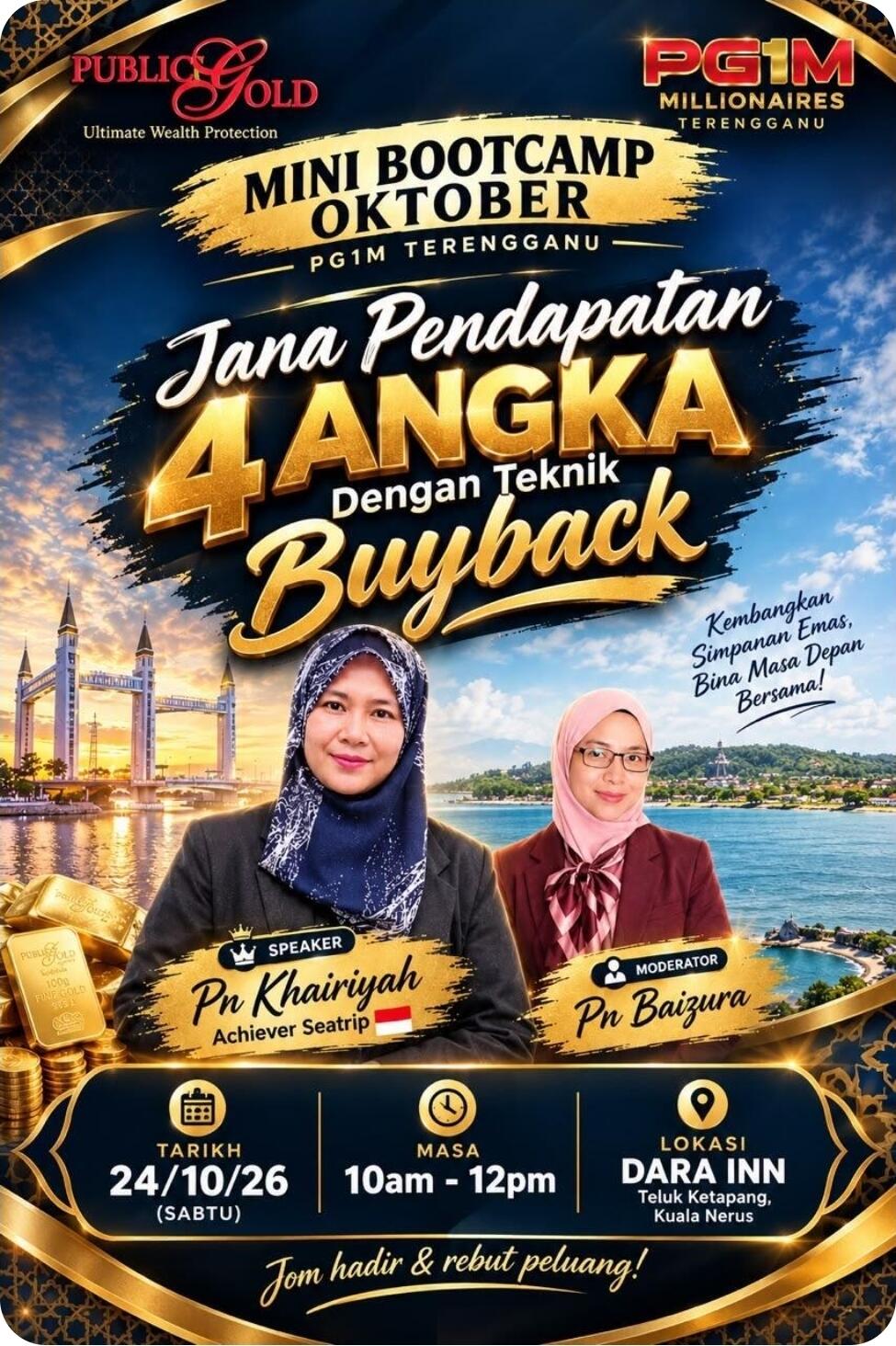 Poster Mini Bootcamp PG1M Terengganu — Teknik Buyback, 24 Oktober 2026